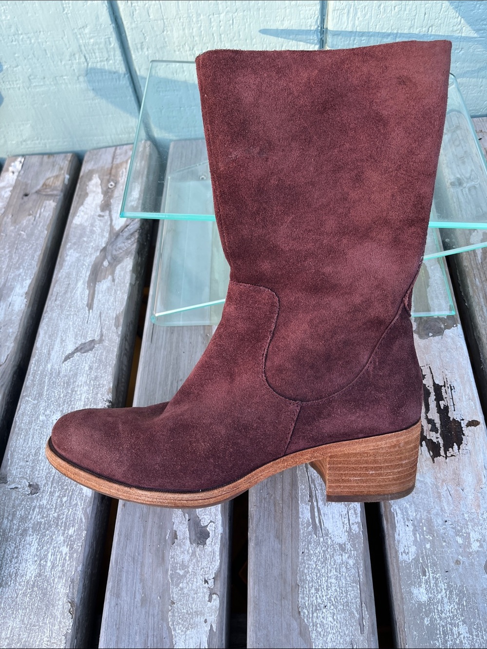 Kork-Ease bugundy Suede Mid-Calf Boots 7.5